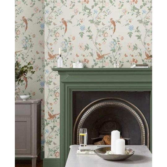 pillango virag level fa madar mintas tapeta elegans kremszinu szines dekoracio lakas otthon nappali etterem.jpg